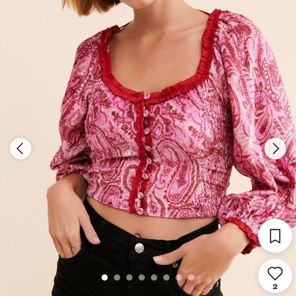 NWT Free  People Dare Me Velvet Blouse Women’s Large